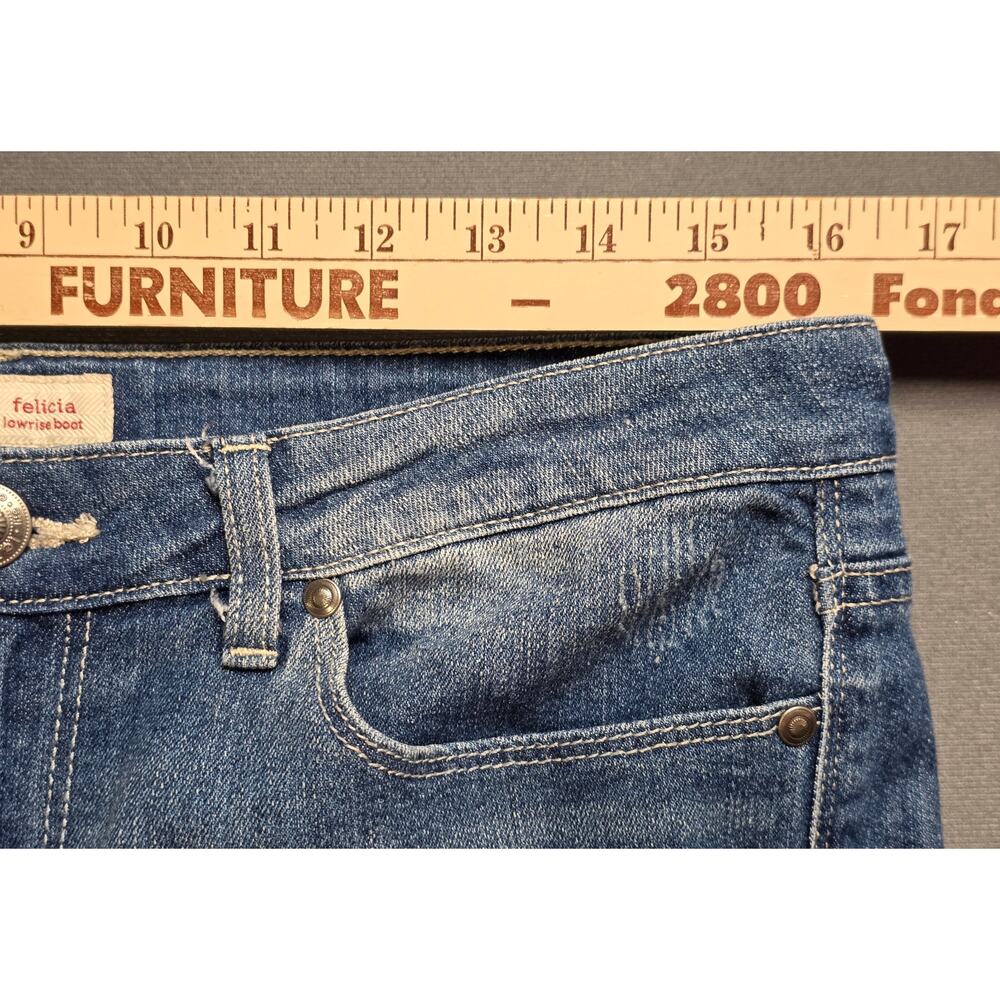 Y2K LEI Felecia Lowrise Bootcut Jeans Juniors Size 13 (Fits 32x31) Distressed - Picture 7 of 9